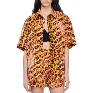 Sandro cotton 2 piece coordinated leopard print shorts & top excellent condition